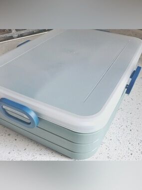 Bento Lunch Box Snack Container Multi Compartment Organizer Blue Portable